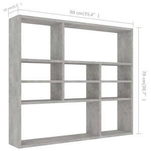 Galleria Design Wall Shelf Concrete Grey 90x16x78 cm Engineered Wood