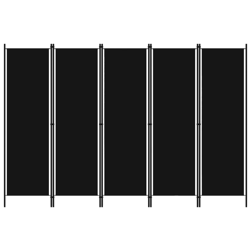 Galleria Design 5-Panel Room Divider Black 250x180 cm