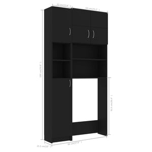 Galleria Design Washing Machine Cabinet Set Black Engineered Wood