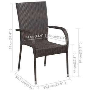 Galleria Design Stackable Outdoor Chairs 4 pcs Poly Rattan Brown