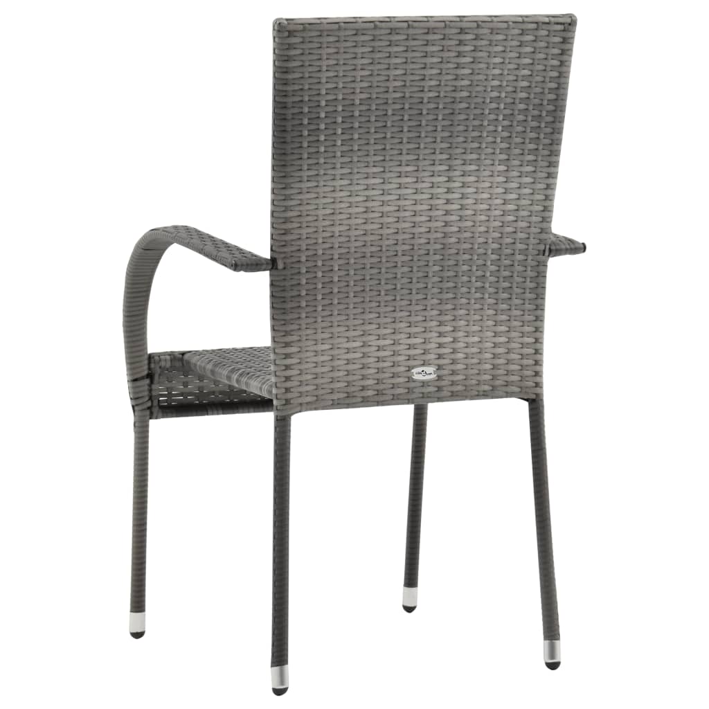 Galleria Design Stackable Outdoor Chairs 4 pcs Grey Poly Rattan