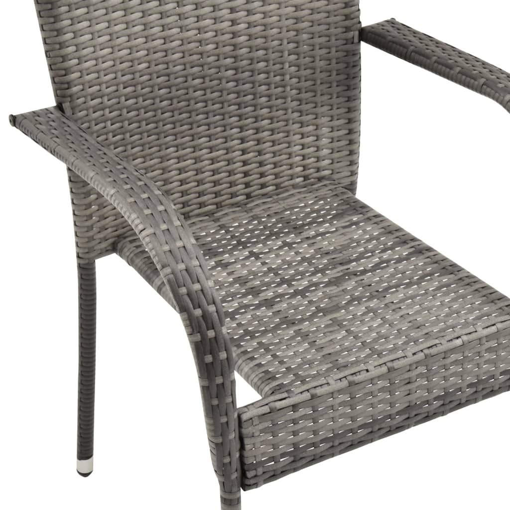 Galleria Design Stackable Outdoor Chairs 4 pcs Grey Poly Rattan