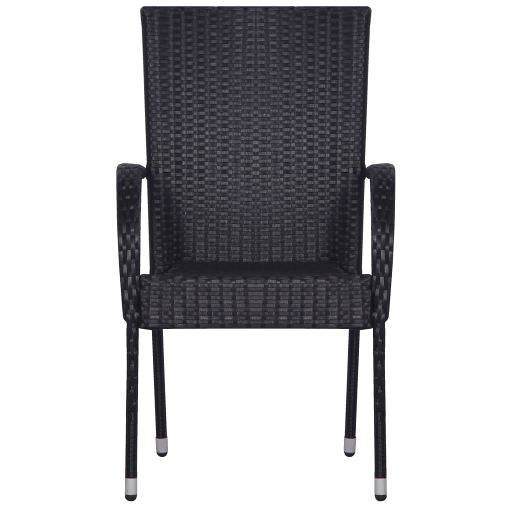 Galleria Design Stackable Outdoor Chairs 6 pcs Poly Rattan Black