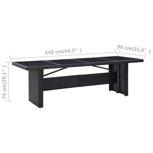 Galleria Design Garden Table Black 240x90x74 cm Poly Rattan and Glass