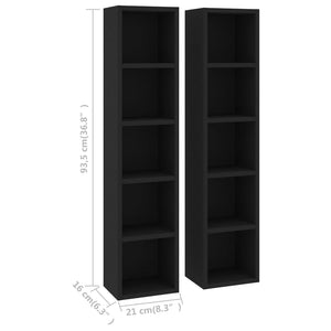 Galleria Design CD Cabinets 2 pcs Black 21x16x93.5 cm Engineered Wood