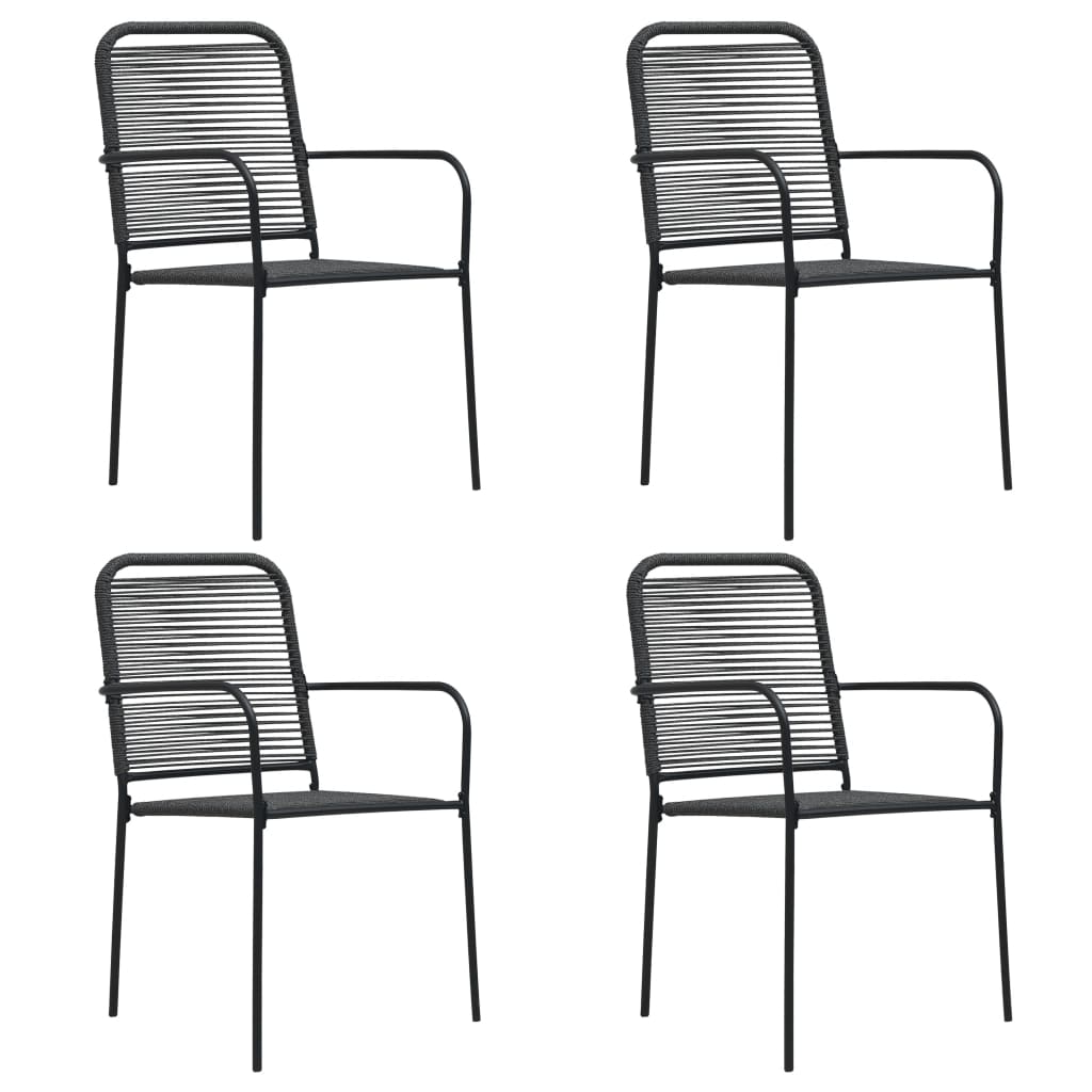 Galleria Design Garden Chairs 4 pcs Cotton Rope and Steel Black