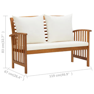 Galleria Design Garden Bench with Cushions 119 cm Solid Acacia Wood