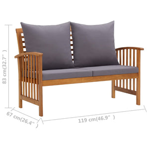 Galleria Design Garden Bench with Cushions 119 cm Solid Acacia Wood