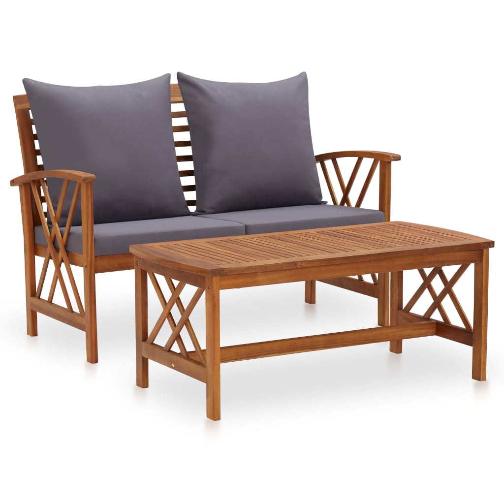 Galleria Design 2 Piece Garden Lounge Set with Cushions Solid Acacia Wood