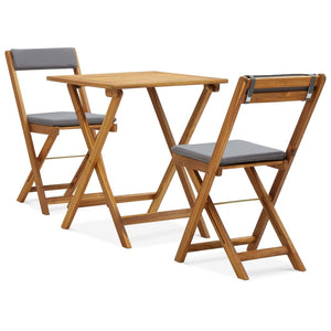 Galleria Design 3 Piece Folding Bistro Set with Cushions Solid Acacia Wood