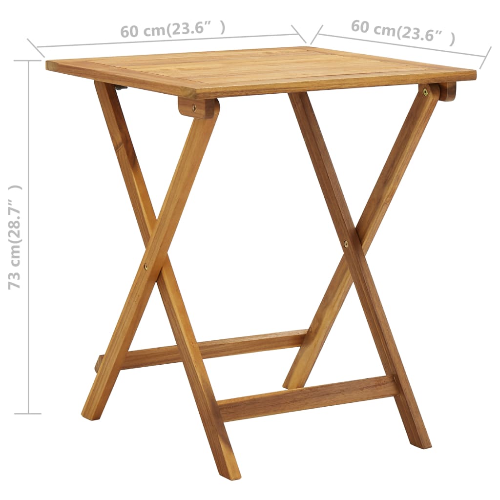 Galleria Design 3 Piece Folding Bistro Set with Cushions Solid Acacia Wood