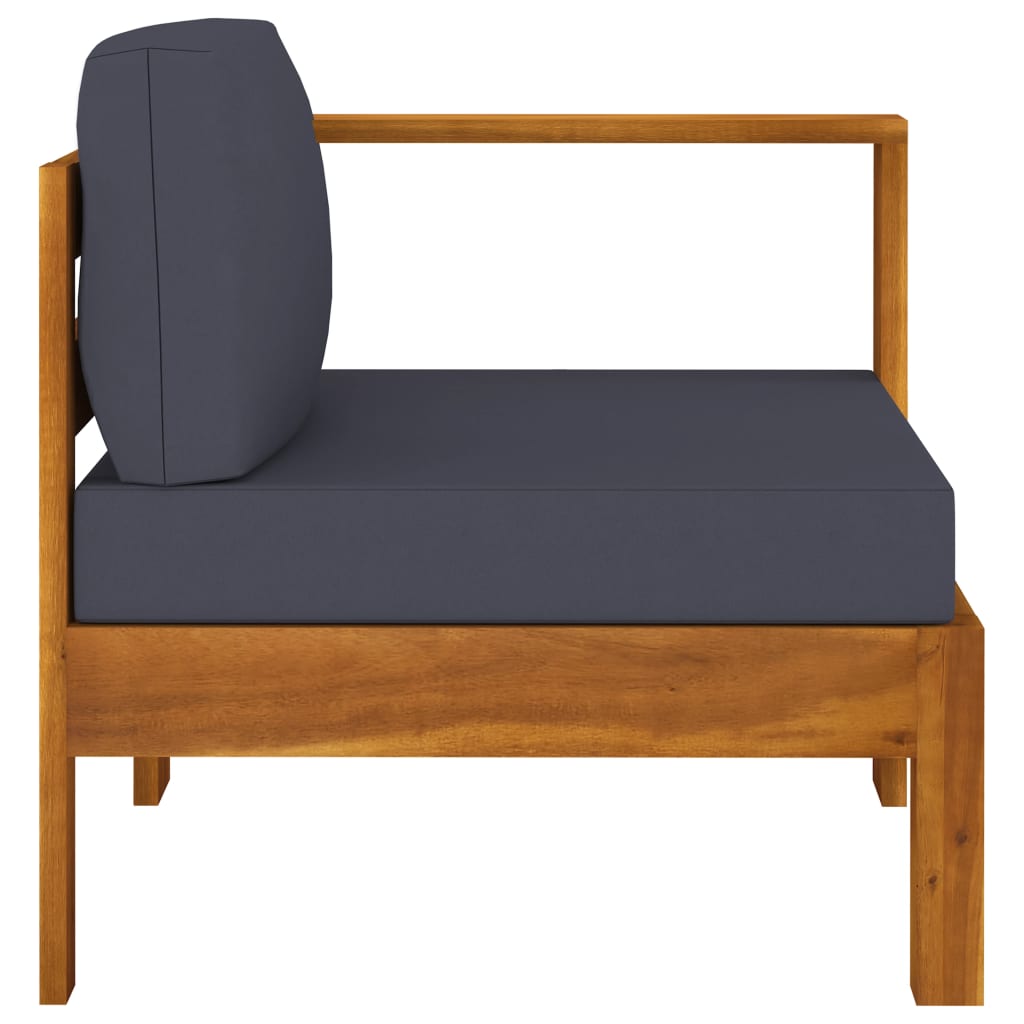 Galleria Design Middle Sofa with 1 Armrest Dark Grey Solid Acacia Wood