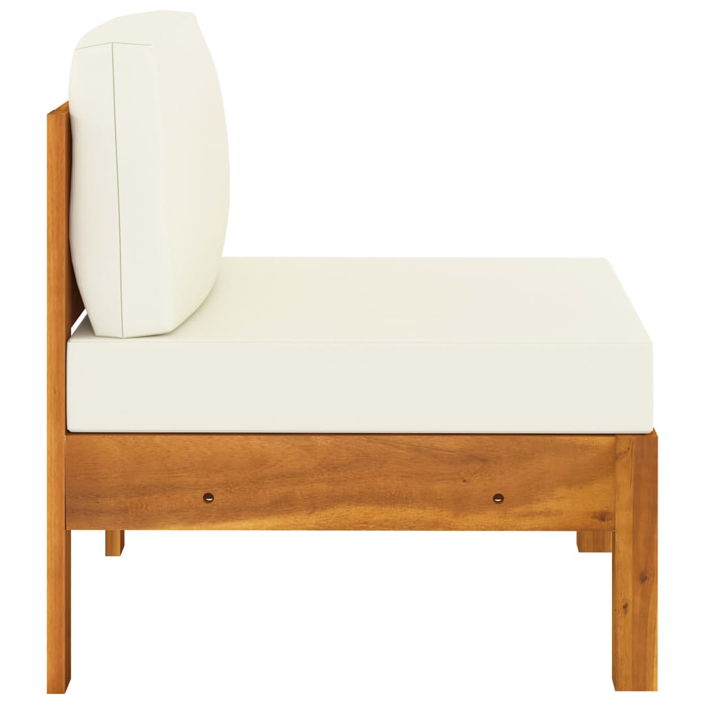 Galleria Design Middle Sofa with Cream White Cushions Solid Acacia Wood