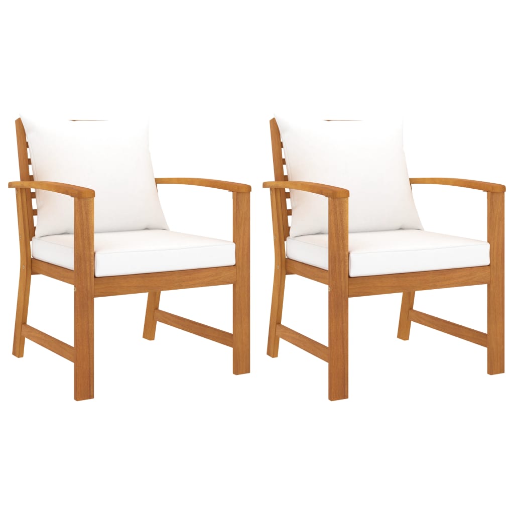Galleria Design Garden Chairs 2 pcs with Cream Cushion Solid Acacia Wood