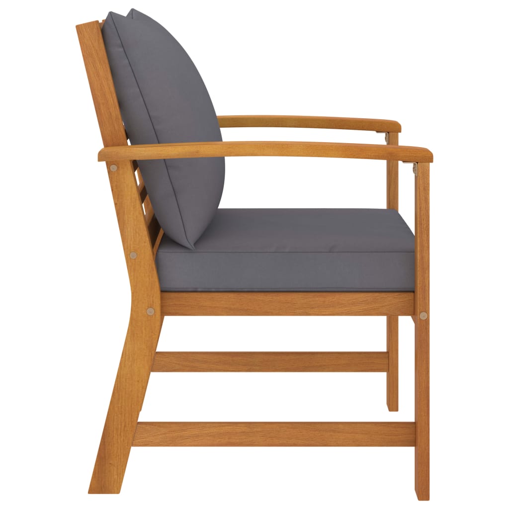 Galleria Design Garden Chairs 2 pcs with Dark Grey Cushion Solid Acacia Wood