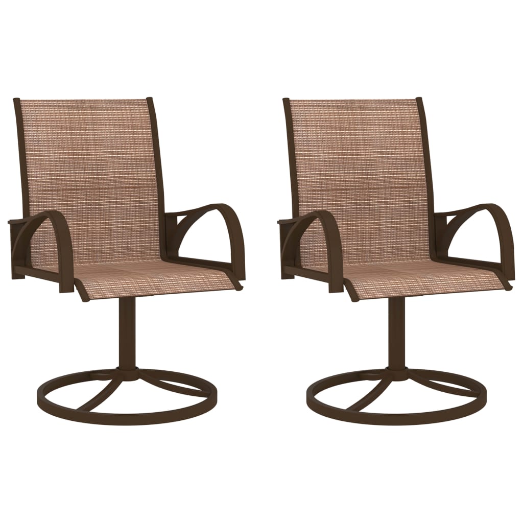 Galleria Design Garden Swivel Chairs 2 pcs Textilene and Steel Brown