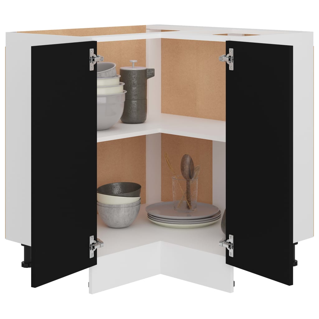 Galleria Design Corner Bottom Cabinet Lyon Black 75.5x75.5x81.5 cm Engineered Wood