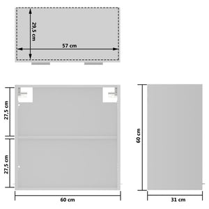 Galleria Design Hanging Glass Cabinet Lyon White 60x31x60 cm Engineered Wood