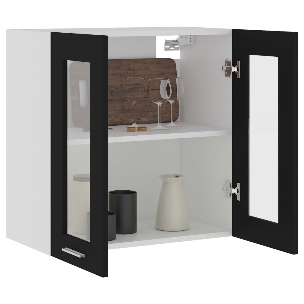 Galleria Design Hanging Glass Cabinet Lyon Black  60x31x60 cm Engineered Wood