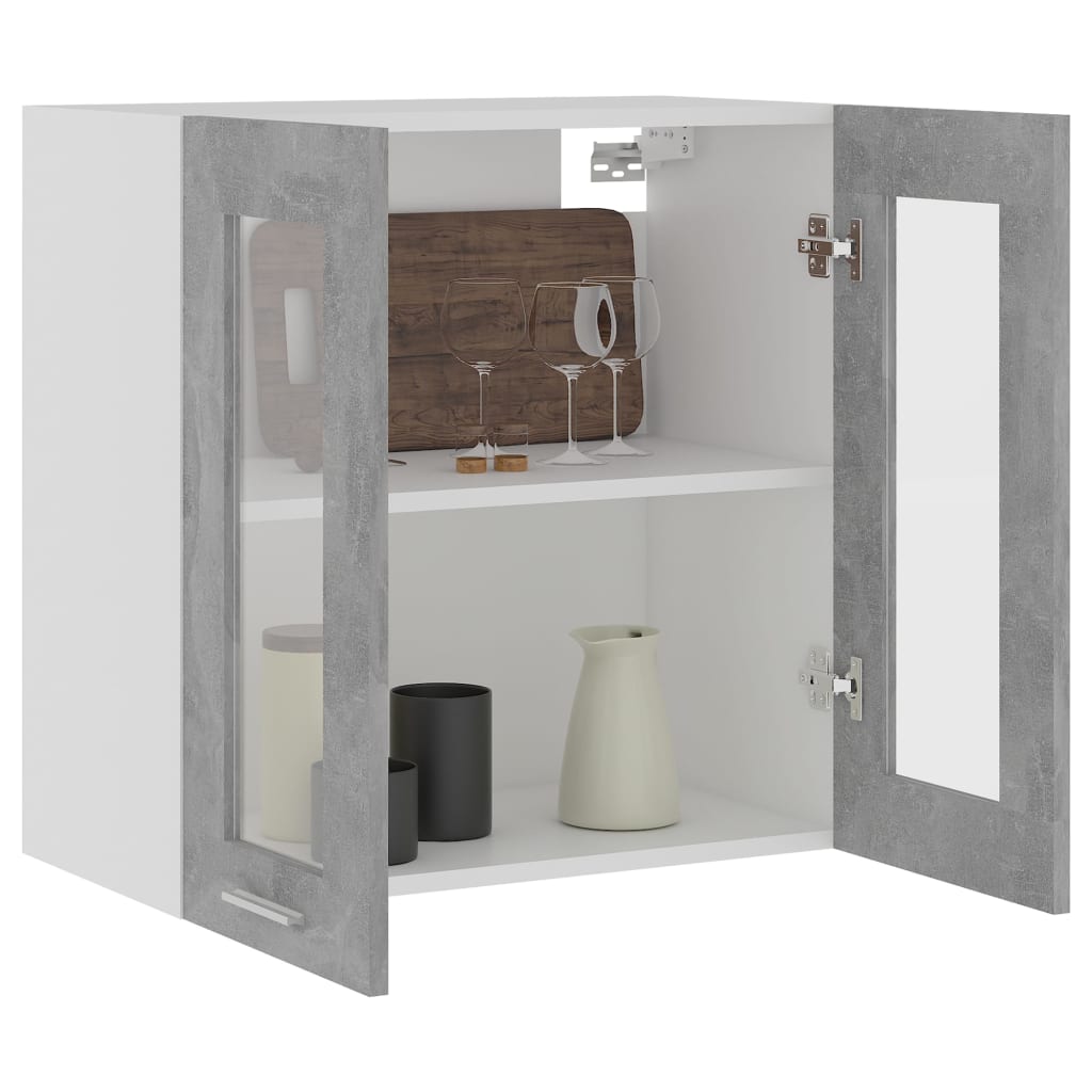 Galleria Design Hanging Glass Cabinet Lyon Concrete Grey  60x31x60 cm Engineered Wood