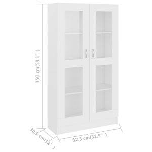 Galleria Design Vitrine Cabinet White 82.5x30.5x150 cm Engineered Wood