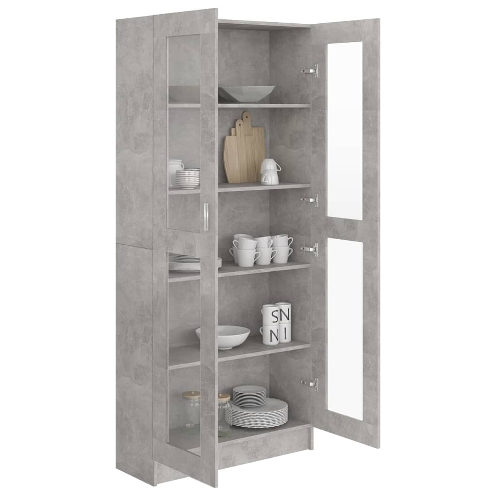 Galleria Design Vitrine Cabinet Concrete Grey 82.5x30.5x185.5 cm Engineered Wood