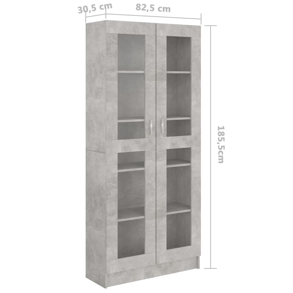 Galleria Design Vitrine Cabinet Concrete Grey 82.5x30.5x185.5 cm Engineered Wood