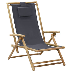 Galleria Design Reclining Relaxing Chair Dark Grey Bamboo and Fabric