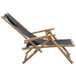 Galleria Design Reclining Relaxing Chair Dark Grey Bamboo and Fabric