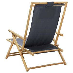 Galleria Design Reclining Relaxing Chair Dark Grey Bamboo and Fabric