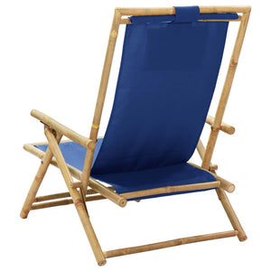Galleria Design Reclining Relaxing Chair Navy Blue Bamboo and Fabric