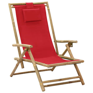 Galleria Design Reclining Relaxing Chair Red Bamboo and Fabric