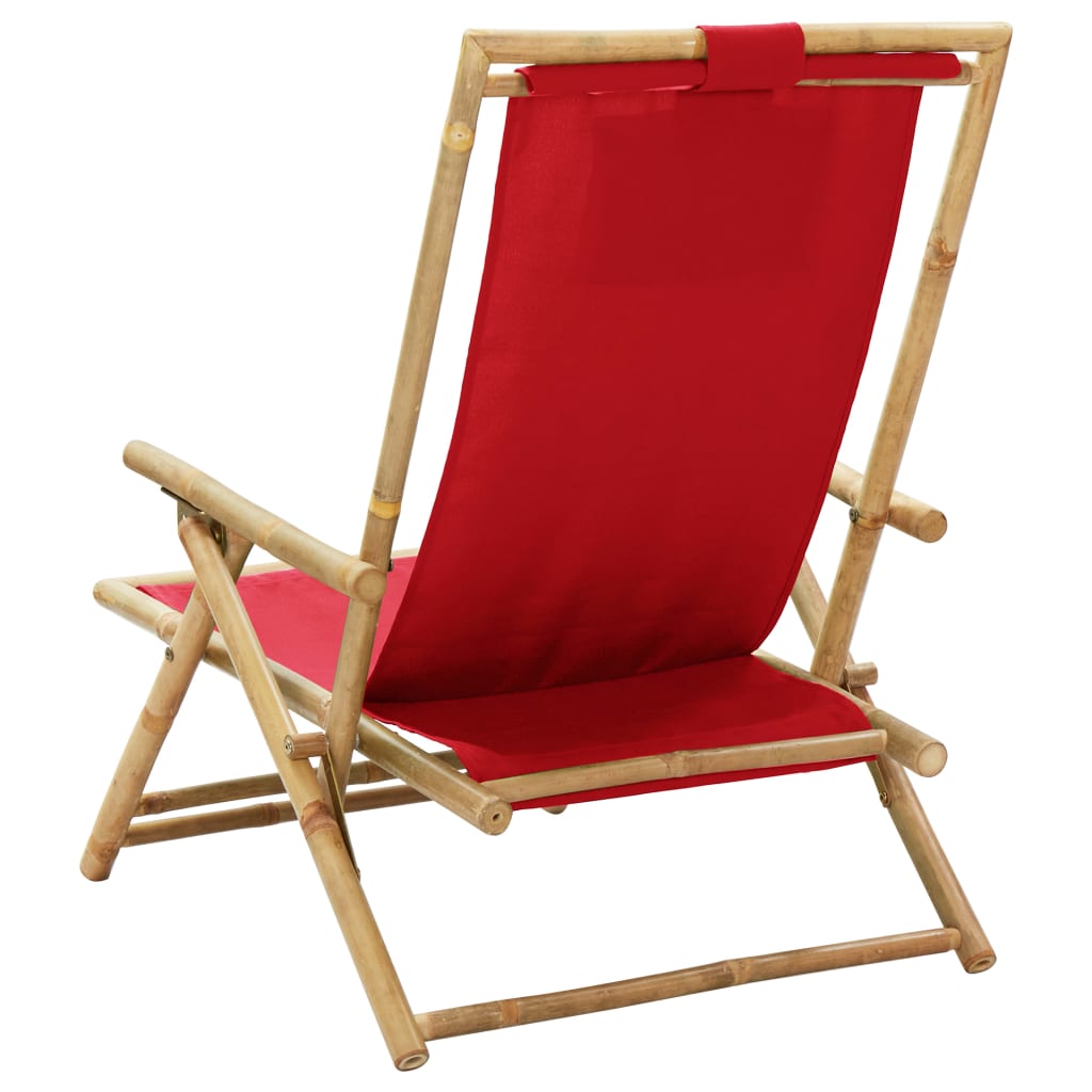 Galleria Design Reclining Relaxing Chair Red Bamboo and Fabric