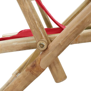 Galleria Design Reclining Relaxing Chair Red Bamboo and Fabric