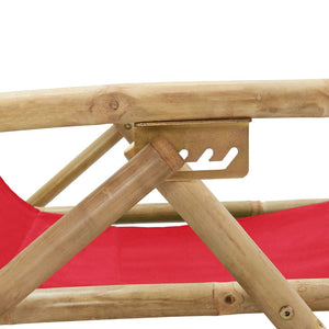Galleria Design Reclining Relaxing Chair Red Bamboo and Fabric