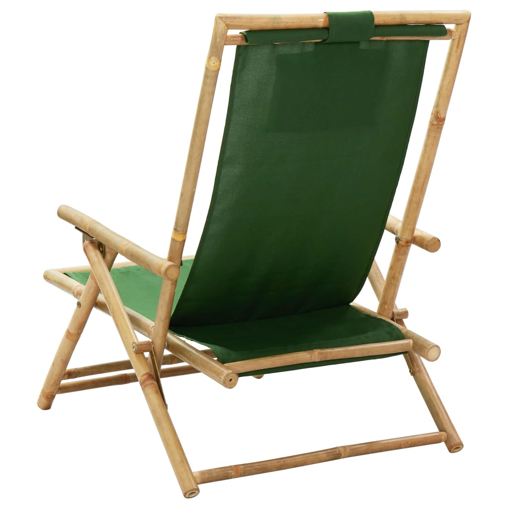 Galleria Design Reclining Relaxing Chair Green Bamboo and Fabric