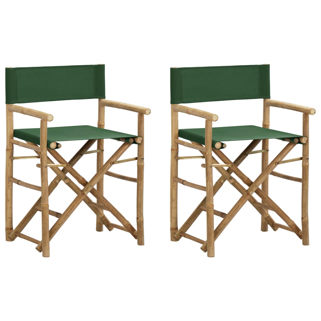 Galleria Design Folding Director's Chairs 2 pcs Green Bamboo and Fabric