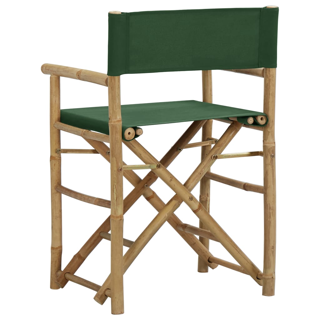 Galleria Design Folding Director's Chairs 2 pcs Green Bamboo and Fabric