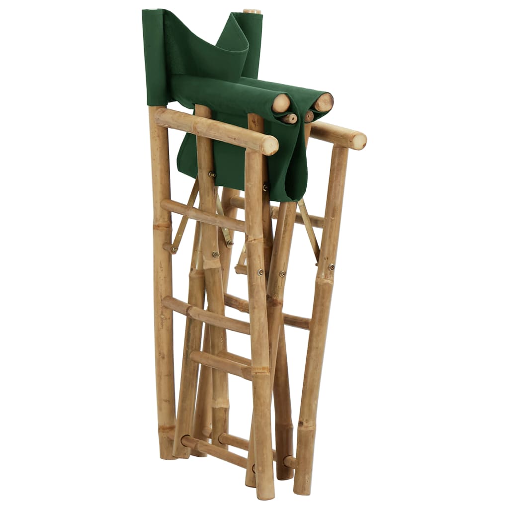 Galleria Design Folding Director's Chairs 2 pcs Green Bamboo and Fabric