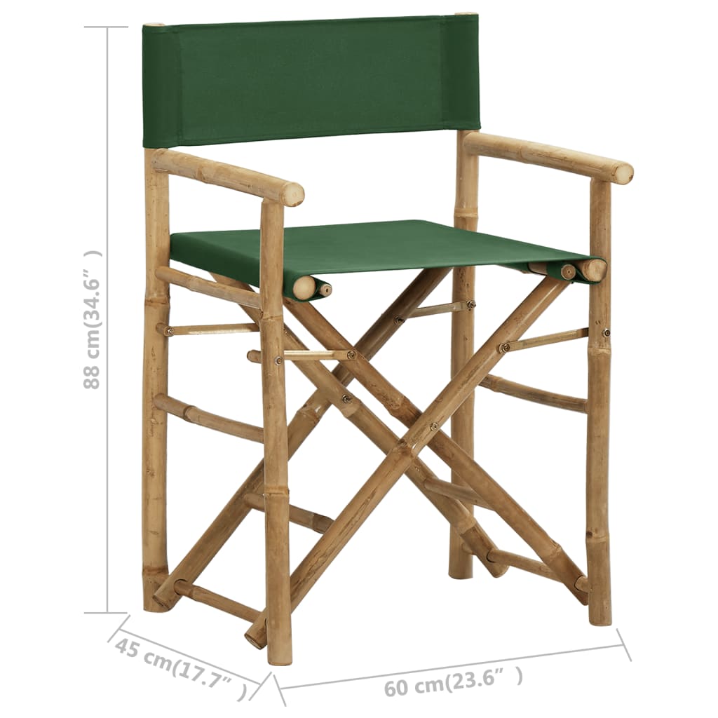 Galleria Design Folding Director's Chairs 2 pcs Green Bamboo and Fabric