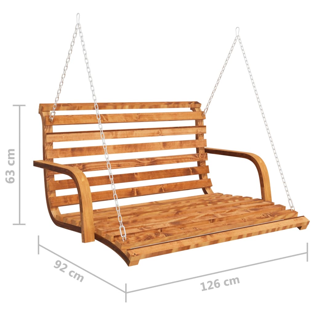 Galleria Design Swing Bench Solid Bent Wood with Teak Finish 126x63x92 cm