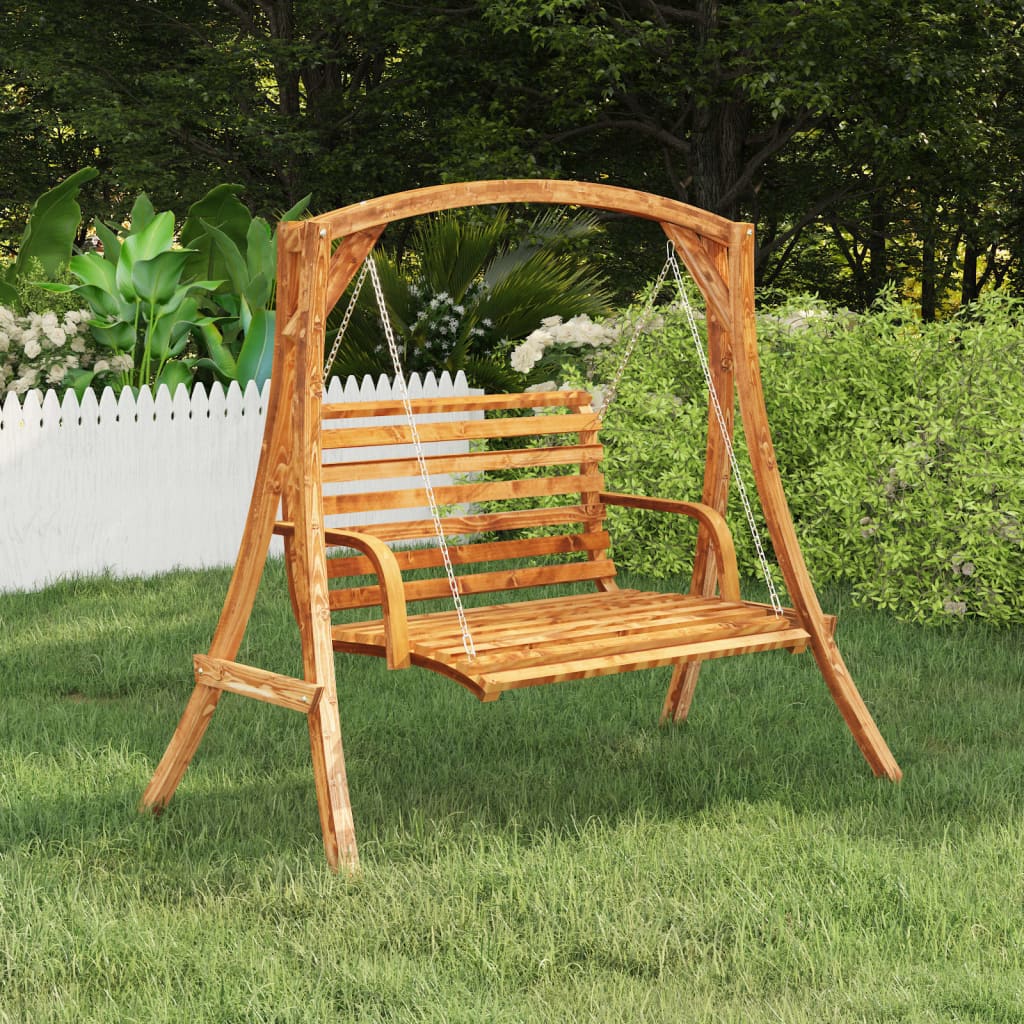Galleria Design Swing Bench Solid Bent Wood with Teak Finish 126x63x92 cm