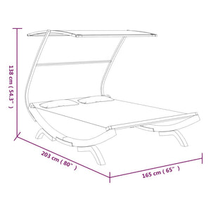 Galleria Design Outdoor Lounge Bed with Canopy 165x203x138 cm Solid Bent Wood Cream
