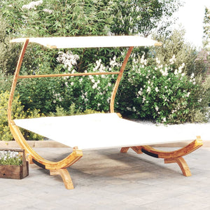 Galleria Design Outdoor Lounge Bed with Canopy 165x203x138 cm Solid Bent Wood Cream