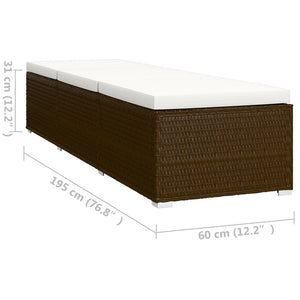 Galleria Design 3 Piece Garden Sun Loungers with Tea Table Poly Rattan Brown