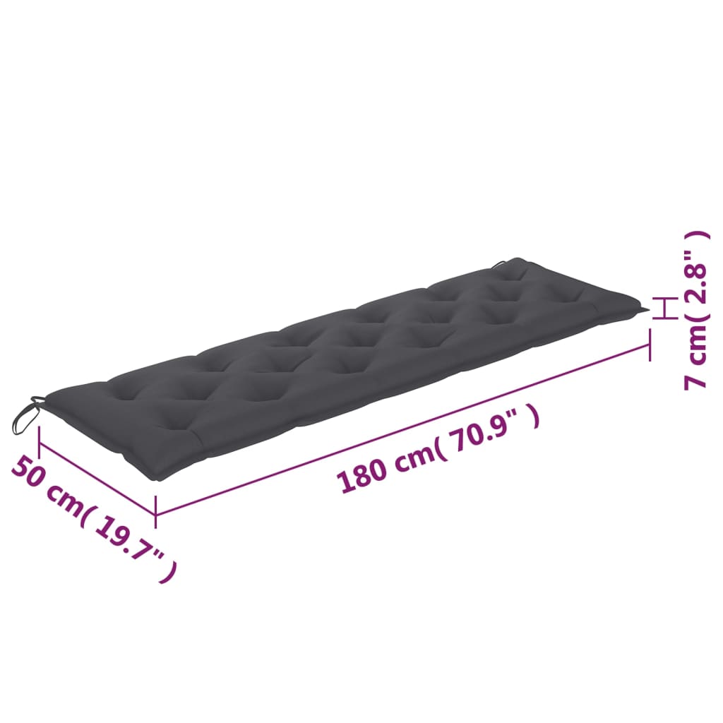 Galleria Design Garden Bench Cushion Anthracite 180x 50 50 x7cm Oxford