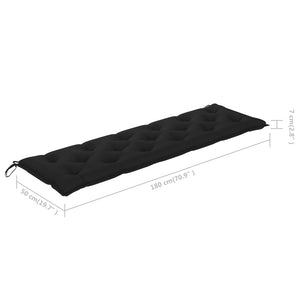 Galleria Design Garden Bench Cushion Black 180x(50+50)x7cm Oxford Fabric
