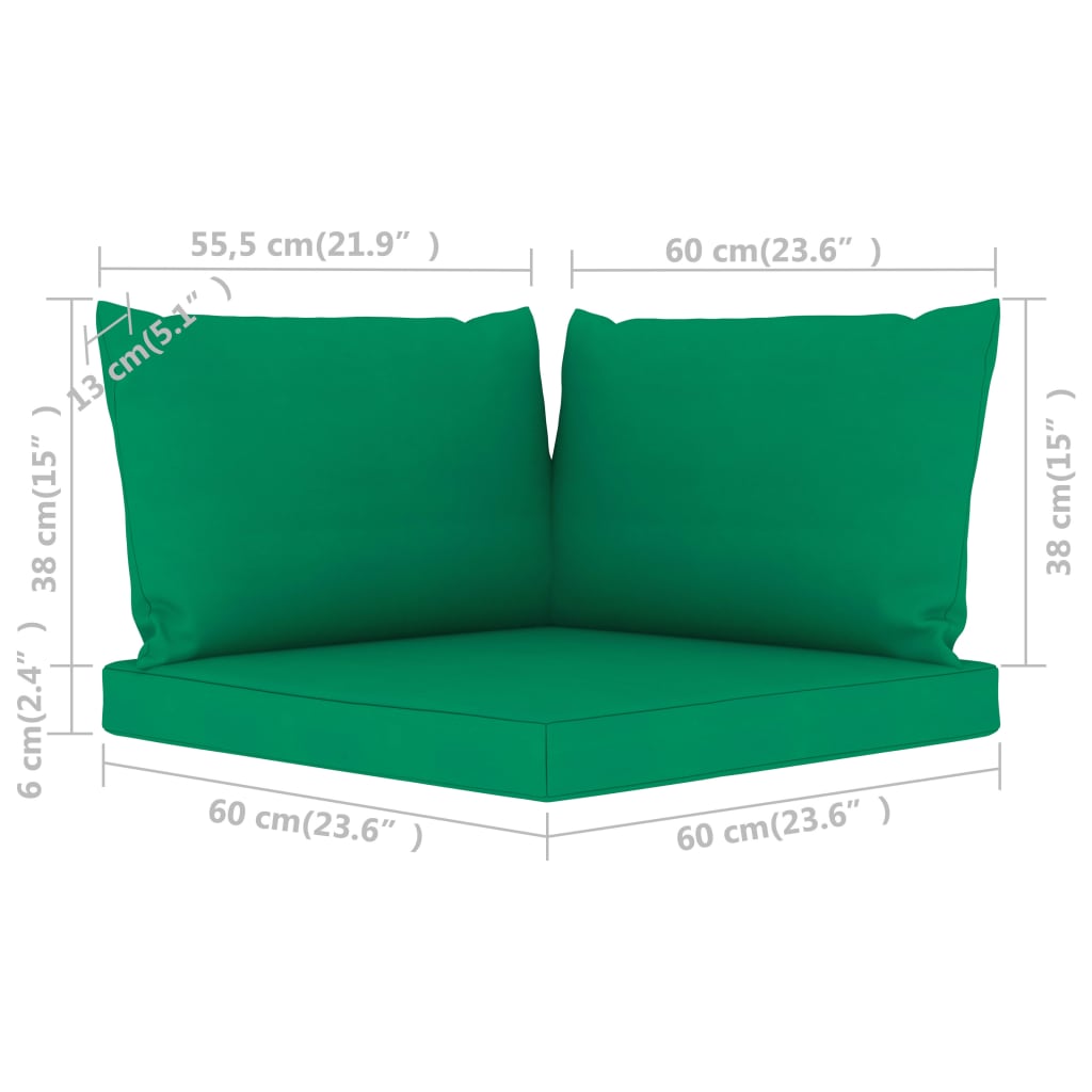 Galleria Design Pallet Cushions 3 pcs Green Oxford Fabric