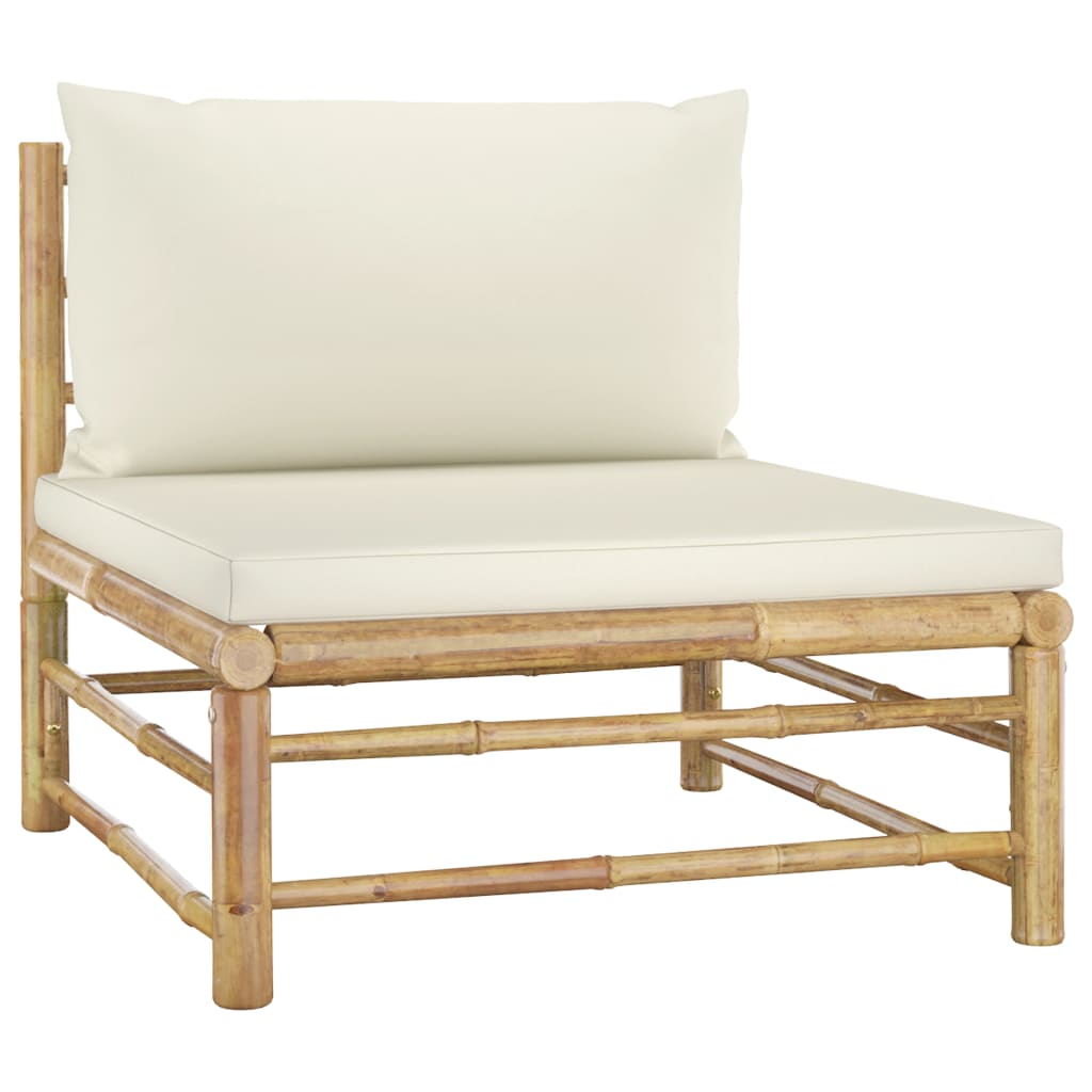 Galleria Design 2 Piece Garden Lounge Set with Cream White Cushions Bamboo