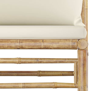 Galleria Design 2 Piece Garden Lounge Set with Cream White Cushions Bamboo